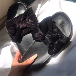 Black velvet slides Sandals